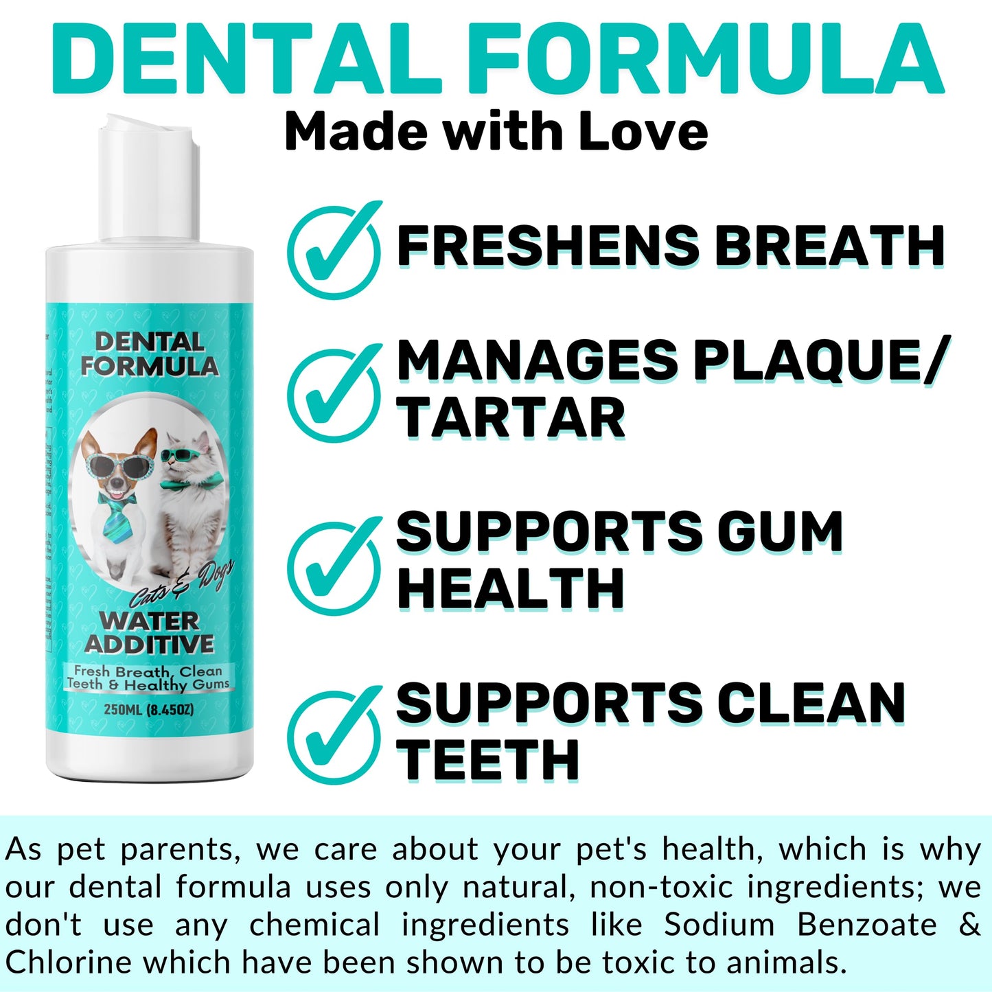 NutriPaw Dental Formula Water Additive For Dogs & Cats - Clean Teeth, Healthy Gums & Fresh Breath - Manage Plaque & Tartar Build-Up - Fuss-Free - No Brushing Needed - Cat/Dog Mouthwash & Oral Health