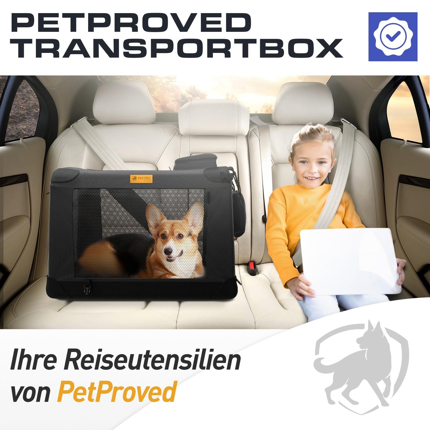 PetProved Dog Travel Crate Dog Carrier Cat Carrier Large Pet Carrier for Medium Dogs Puppy Carrier Soft Fabric Dog Car Crate Collapsible for Car