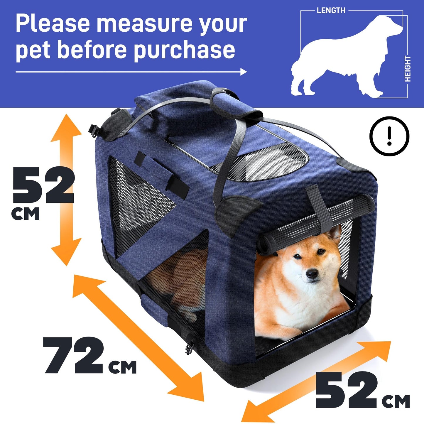 PetProved Dog Travel Crate Dog Carrier Cat Carrier Large Pet Carrier for Medium Dogs Puppy Carrier Soft Fabric Dog Car Crate Collapsible for Car