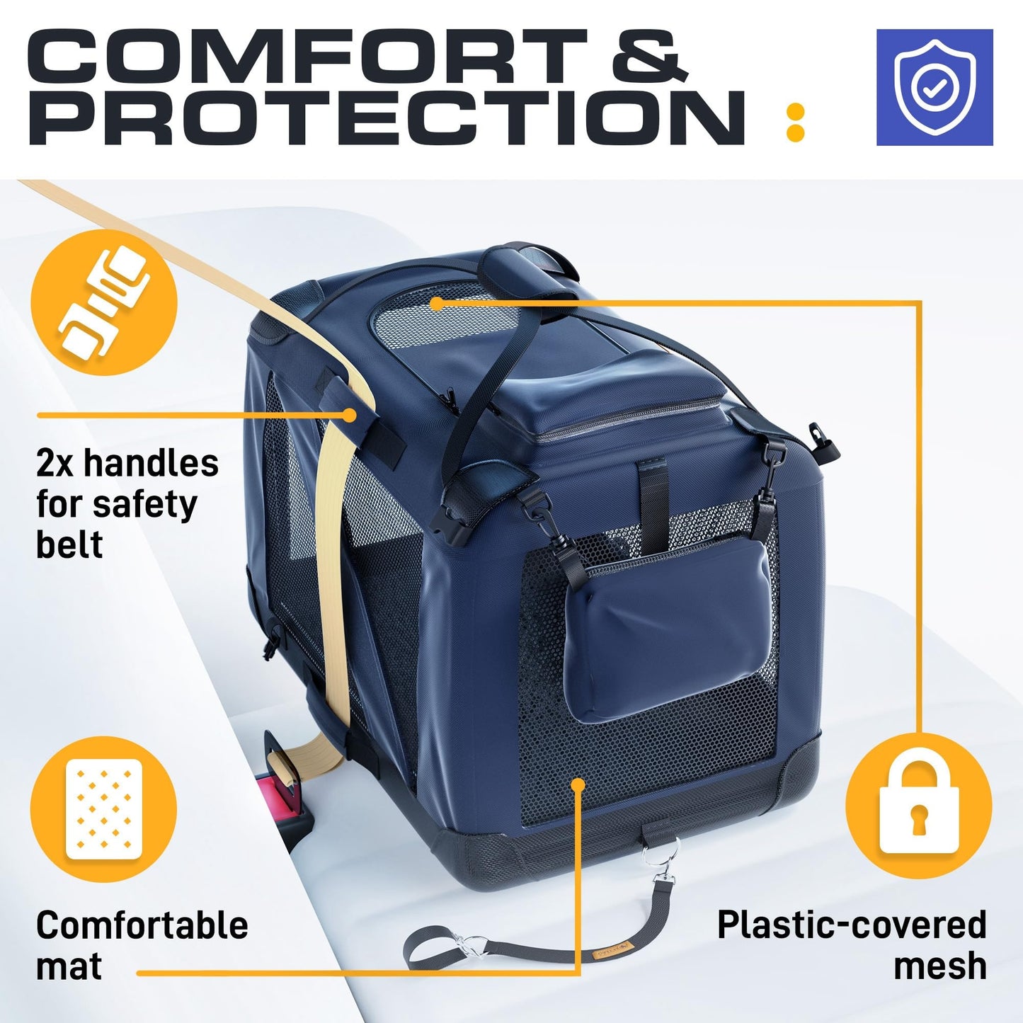 PetProved Dog Travel Crate Dog Carrier Cat Carrier Large Pet Carrier for Medium Dogs Puppy Carrier Soft Fabric Dog Car Crate Collapsible for Car