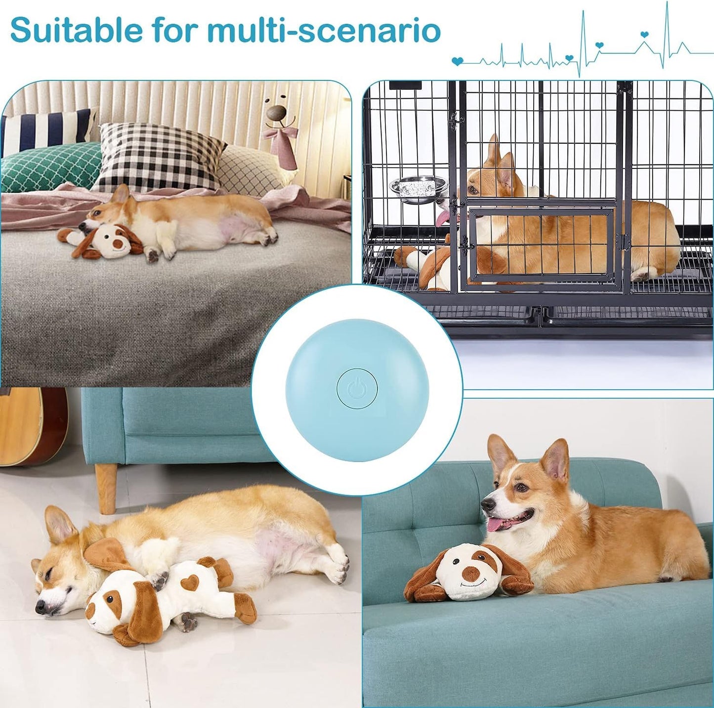 WEOK Heartbeat Puppy Toy with Heat Packs for Pets,Dog Heartbeat Toy for Separation Anxiety Relief Behavioral Training Aid Toy, Heartbeat Stuffed Animal for Puppy Calming Aid Behavioral Aid