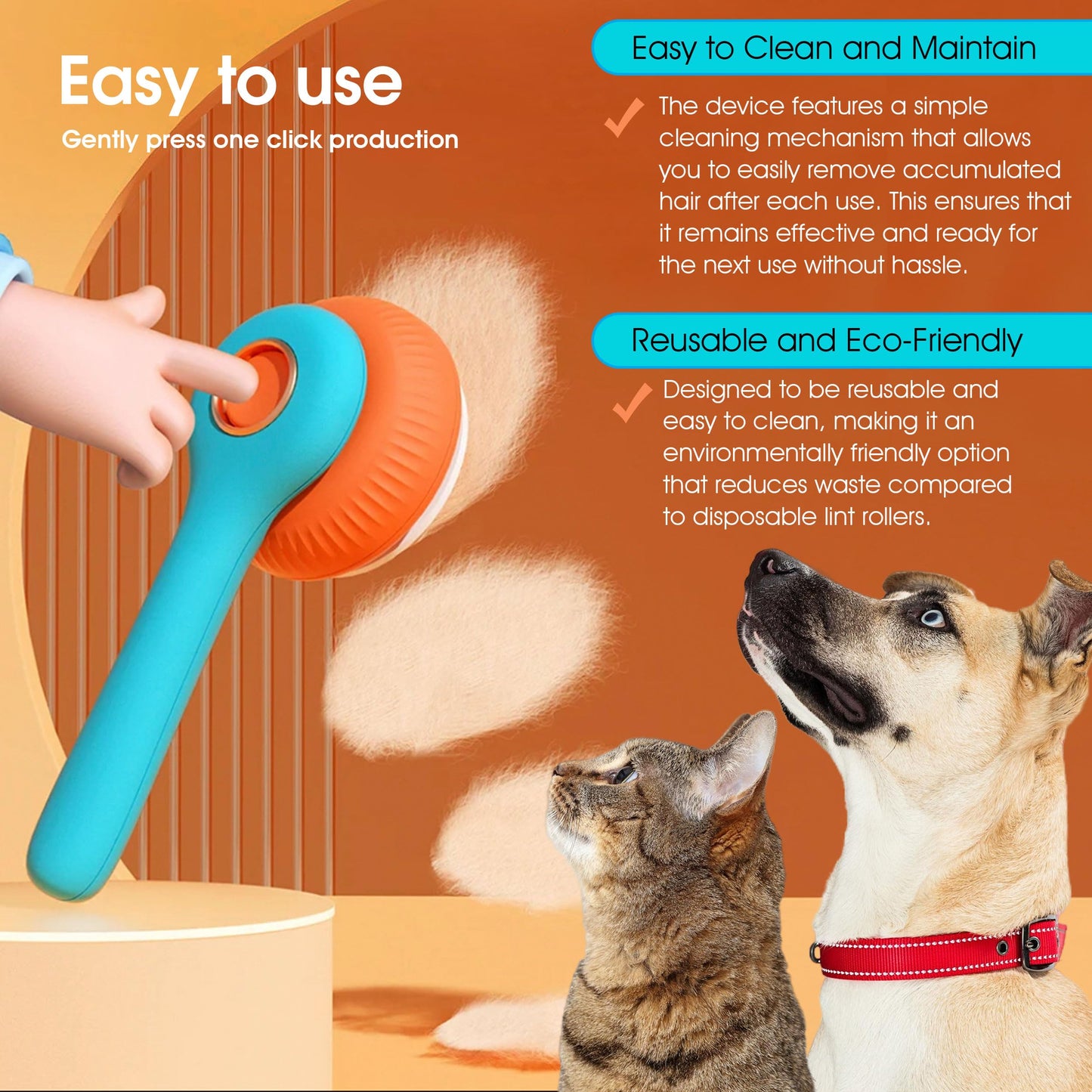 Revolex Cat Dog Brush for Grooming, Slicker Dog Brush for Shedding, Self-Cleaning Comb for Short and Long Haired Cats/Dogs Tangled Deshedding Hair Remover Tool, Pet Hair Brush with Button
