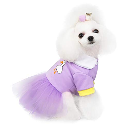 Izefia Dog Dress Puppy Skirt Dog Princess Dresses Rdc Pet Tutu Flower and Sequin Dot Wedding Lace Dress Luxury Bow Dress for Small Dog Girl