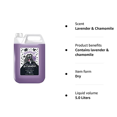 Dog Shampoo by Bugalugs lavender & chamomile 4 in 1 dog grooming shampoo products for smelly dogs with fragrance, best puppy shampoo, professional groom Vegan pet shampoo & conditioner