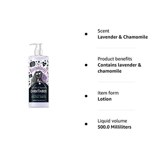 Dog Shampoo by Bugalugs lavender & chamomile 4 in 1 dog grooming shampoo products for smelly dogs with fragrance, best puppy shampoo, professional groom Vegan pet shampoo & conditioner