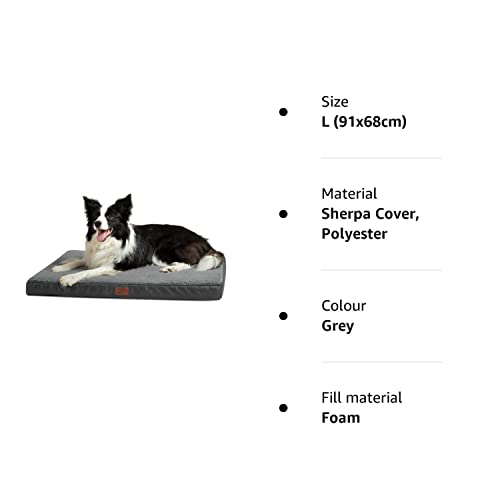 Bedsure Large Dog Bed Washable - Orthopedic Dog Bed and Mattress Mat for Dog Crate with Removable Plush Sherpa Cover, Gifts for Dog