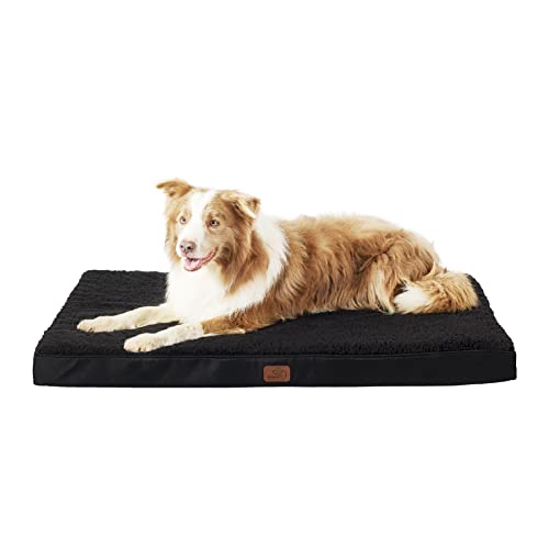 Bedsure Large Dog Bed Washable - Orthopedic Dog Bed and Mattress Mat for Dog Crate with Removable Plush Sherpa Cover, Gifts for Dog
