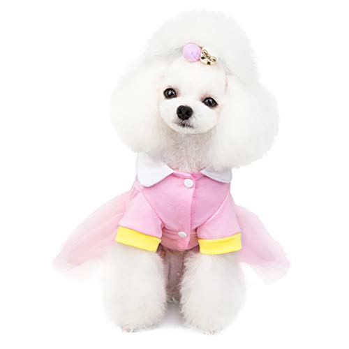 Izefia Dog Dress Puppy Skirt Dog Princess Dresses Rdc Pet Tutu Flower and Sequin Dot Wedding Lace Dress Luxury Bow Dress for Small Dog Girl
