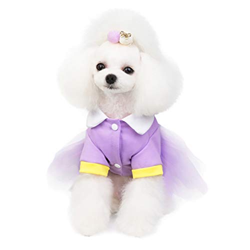 Izefia Dog Dress Puppy Skirt Dog Princess Dresses Rdc Pet Tutu Flower and Sequin Dot Wedding Lace Dress Luxury Bow Dress for Small Dog Girl