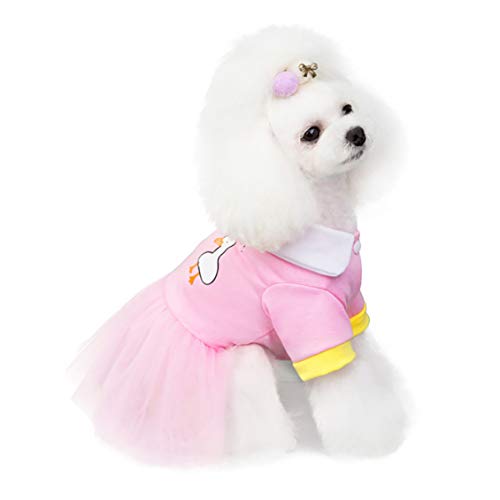 Izefia Dog Dress Puppy Skirt Dog Princess Dresses Rdc Pet Tutu Flower and Sequin Dot Wedding Lace Dress Luxury Bow Dress for Small Dog Girl