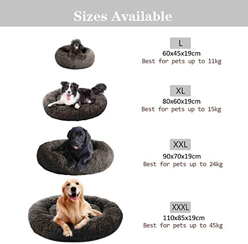Mirkoo Round Dog Bed Cuddler Washable Round Pet Bed for Cats and Medium Dogs Comforting Dog Bed