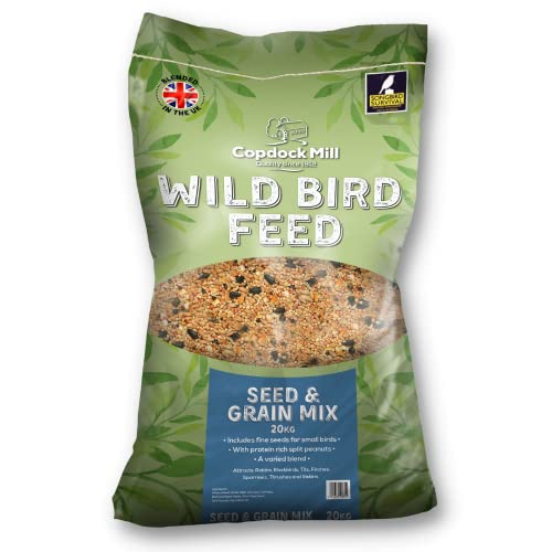 Copdock Mill Wild Bird Seed & Grain Mix 20kg Bag – All Year-Round High-Energy Wild Bird Food – 100% Natural Ingredients Including Sunflower Seeds and Peanuts