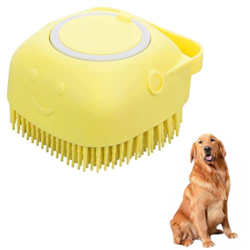 Dog Cat Bath Brush Soft Silicone Dog Rubber Bathing Brush Pet Grooming Shampoo Dispenser Brushes Puppy Cats Shower Hair Fur Grooming Cleaning Scrubber for Short Haired Dogs Cats Shower