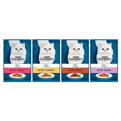 Gourmet Wet Cat Food Pouches in Gravy - Perle Chef's Collection 40 x 85g - Mix of Fish, Lamb, Duck, Turkey, Pet Food - Wet - Bulk Food, Cat Wet Food suitable for Adult and Senior Cats
