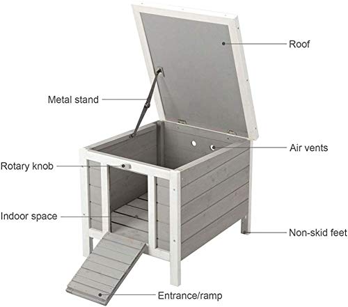 Bunny Business Cat/Puppy/Rabbit/Guinea Pig Wooden Hide House - 50 x 42 x 43cm (Grey)