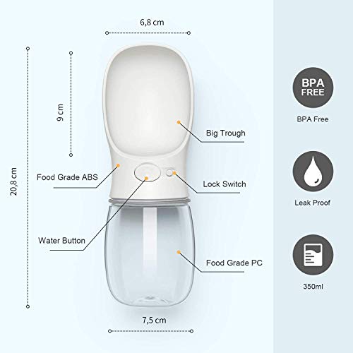 COTOP Portable Dog Water Bottle, 350/550ml Dog Walking Travel Bottle Puppy Water Leak Proof Drinking Dispenser Food Grade Dog Hot Water Drink Bottle , Pet Outdoor Drinking Cup Dog Gift