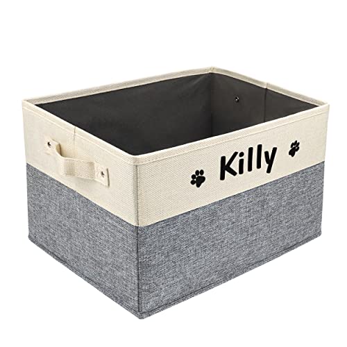 PET ARTIST Personalized Dog Toy Bin for Dog Toys Accessories - Foldable Dog Toy Basket Storage Box for Pet Toys,Dog Coat