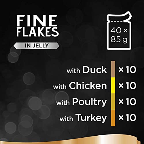 Sheba Fine Flakes Poultry Collection in Jelly 40 Pouches, Adult Wet Cat Food