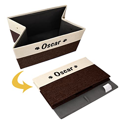PET ARTIST Personalized Dog Toy Bin for Dog Toys Accessories - Foldable Dog Toy Basket Storage Box for Pet Toys,Dog Coat