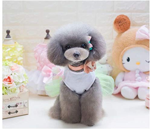 Izefia Dog Dress Puppy Skirt Dog Princess Dresses Rdc Pet Tutu Flower and Sequin Dot Wedding Lace Dress Luxury Bow Dress for Small Dog Girl