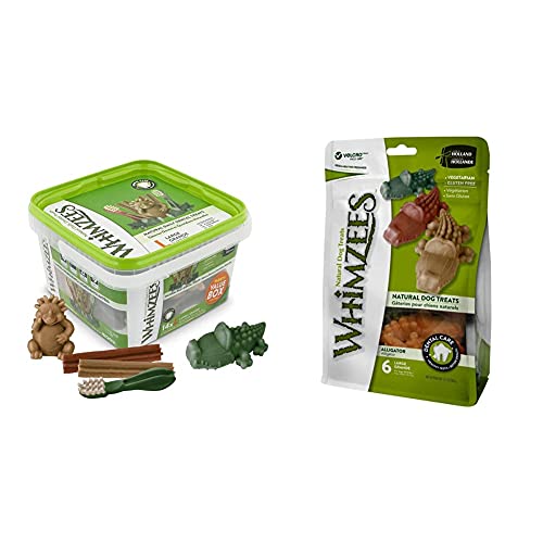 WHIMZEES By Wellness Variety Box, Mixed Shapes, Natural and Grain-Free Dog Chews, Dog Dental Sticks for Medium Breeds