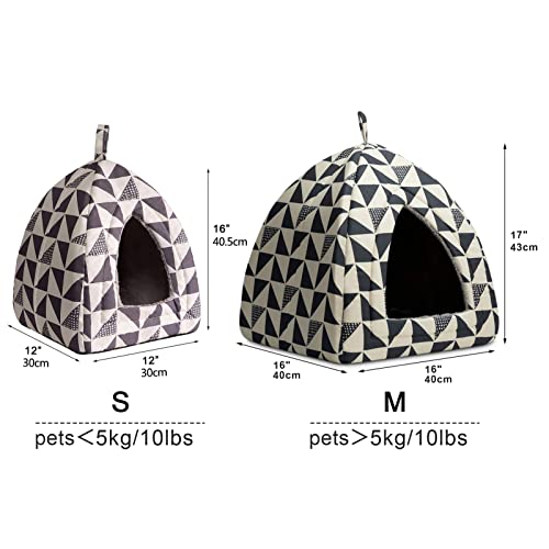 Hollypet Cat Bed Kitten Bed Self-Warming 2-in-1 Foldable Comfortable Igloo Triangle Pet Tent House