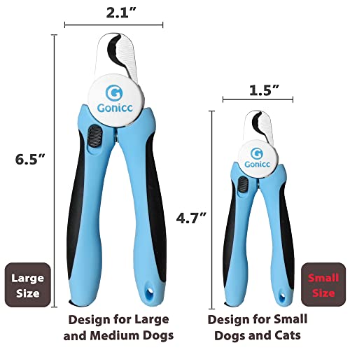 Gonicc Dog & Cat Pets Nail Clippers and Trimmers - with Safety Guard to Avoid Over Cutting, Free Nail File, Razor Sharp Blade - for Large and Small Animals.
