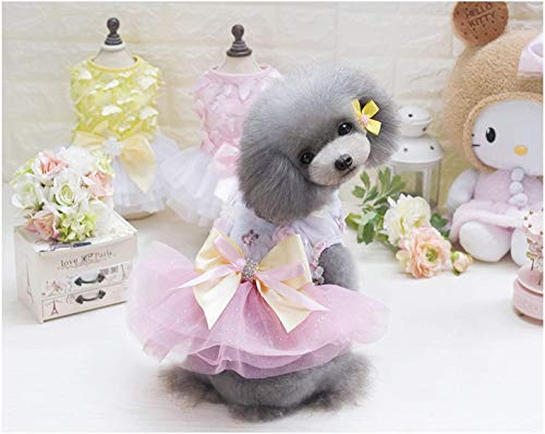 Izefia Dog Dress Puppy Skirt Dog Princess Dresses Rdc Pet Tutu Flower and Sequin Dot Wedding Lace Dress Luxury Bow Dress for Small Dog Girl