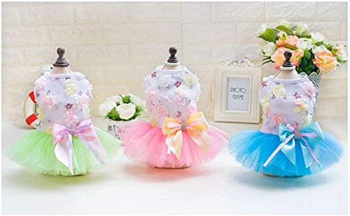Izefia Dog Dress Puppy Skirt Dog Princess Dresses Rdc Pet Tutu Flower and Sequin Dot Wedding Lace Dress Luxury Bow Dress for Small Dog Girl