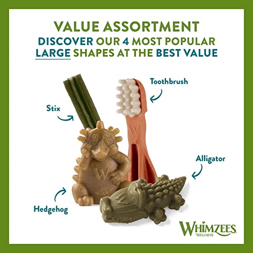 WHIMZEES By Wellness Variety Box, Mixed Shapes, Natural and Grain-Free Dog Chews, Dog Dental Sticks for Medium Breeds