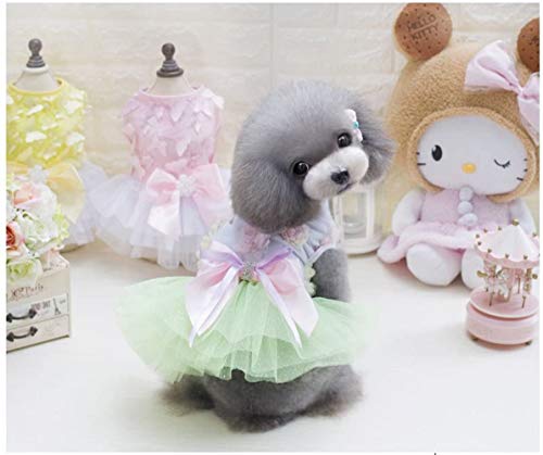 Izefia Dog Dress Puppy Skirt Dog Princess Dresses Rdc Pet Tutu Flower and Sequin Dot Wedding Lace Dress Luxury Bow Dress for Small Dog Girl