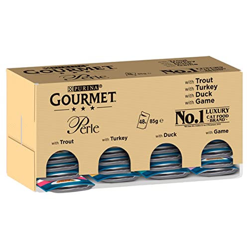 Gourmet Wet Cat Food Pouches in Gravy - Perle Chef's Collection 40 x 85g - Mix of Fish, Lamb, Duck, Turkey, Pet Food - Wet - Bulk Food, Cat Wet Food suitable for Adult and Senior Cats