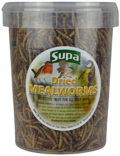 Supa Dried Mealworms for Wild Birds, 3 Litre Bucket, High Energy Protein Rich Treat For Garden Birds, Attract More Birds To Your Garden, Quality Wild Bird Food.