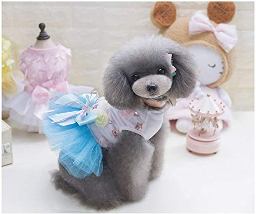 Izefia Dog Dress Puppy Skirt Dog Princess Dresses Rdc Pet Tutu Flower and Sequin Dot Wedding Lace Dress Luxury Bow Dress for Small Dog Girl