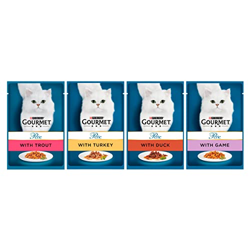 Gourmet Wet Cat Food Pouches in Gravy - Perle Chef's Collection 40 x 85g - Mix of Fish, Lamb, Duck, Turkey, Pet Food - Wet - Bulk Food, Cat Wet Food suitable for Adult and Senior Cats