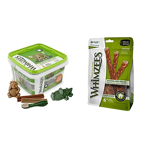 WHIMZEES By Wellness Variety Box, Mixed Shapes, Natural and Grain-Free Dog Chews, Dog Dental Sticks for Medium Breeds