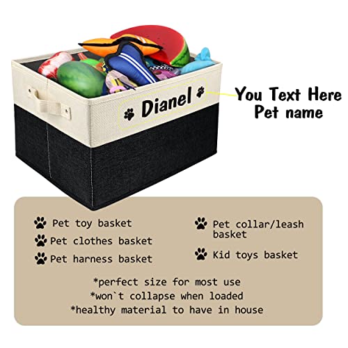 PET ARTIST Personalized Dog Toy Bin for Dog Toys Accessories - Foldable Dog Toy Basket Storage Box for Pet Toys,Dog Coat