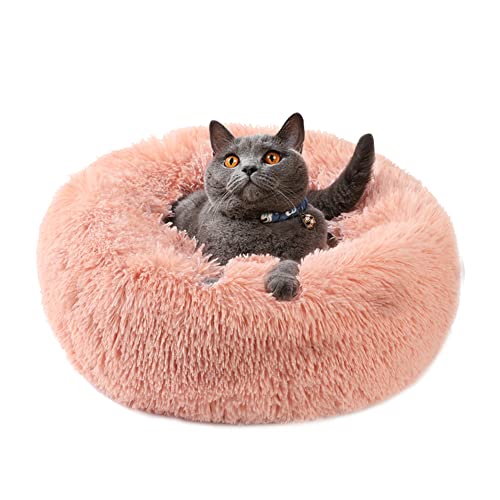 Vanansa Small Cat Bed for Indoor Cats, Self-Warming Donut kitty beds for Small Cats Improving Sleep and Keeping Warm, Washable Pet bed with Anti Slip Base