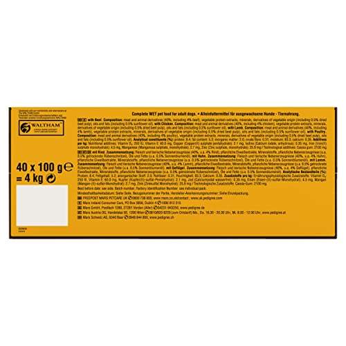 Pedigree Mixed Selection in Jelly 40 Pouches, Adult Wet Dog Food, Megapack (40 x 100 g)