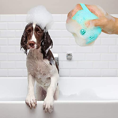 Dog Cat Bath Brush Soft Silicone Dog Rubber Bathing Brush Pet Grooming Shampoo Dispenser Brushes Puppy Cats Shower Hair Fur Grooming Cleaning Scrubber for Short Haired Dogs Cats Shower