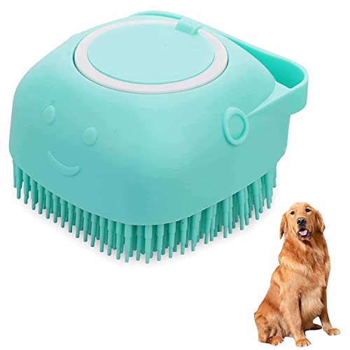 Dog Cat Bath Brush Soft Silicone Dog Rubber Bathing Brush Pet Grooming Shampoo Dispenser Brushes Puppy Cats Shower Hair Fur Grooming Cleaning Scrubber for Short Haired Dogs Cats Shower