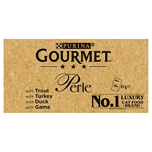 Gourmet Wet Cat Food Pouches in Gravy - Perle Chef's Collection 40 x 85g - Mix of Fish, Lamb, Duck, Turkey, Pet Food - Wet - Bulk Food, Cat Wet Food suitable for Adult and Senior Cats
