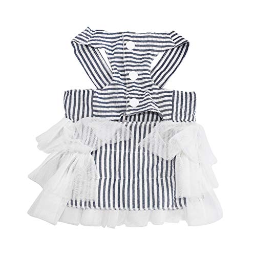 VANVENE Pet Dog Dresses for Small Dogs, Puppy Kitten Bowknot Striped Mesh Vest Tutu Princess Fancy Dress Skirt Apparel Supplies for Pomeranian Chihuahua Small Breed Dogs Cats Doggy