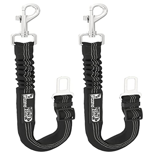 Dog Seat Belts for Cars UK, 2 Pack Premium Car Seat Belt for Dogs Cats Pets, Adjustable Safety Heavy Duty Elastic Lead Harness for Cars with Elastic Nylon Bungee Buffer