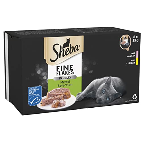 Sheba Fine Flakes Poultry Collection in Jelly 40 Pouches, Adult Wet Cat Food