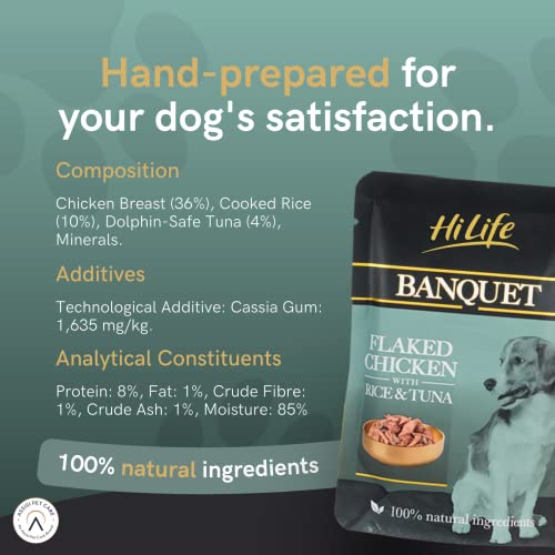 HiLife Banquet - Wet Dog Food - Flaked Chicken Breast, Rice, Liver, Veg - 100% Natural Ingredients