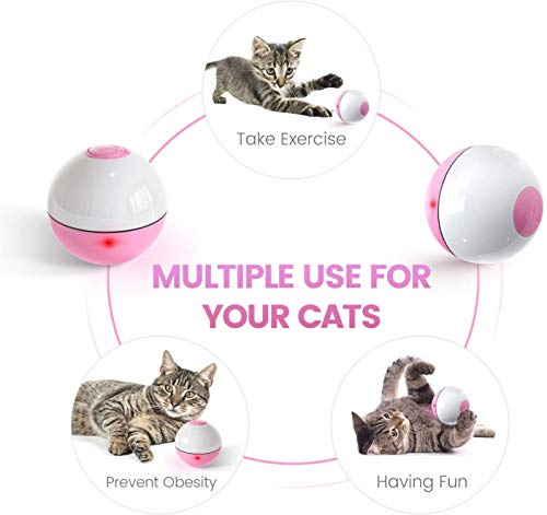 Iokheira Interactive Cat Toys Ball (4th Gen) Wicked Ball for Indoor Cats Adult, Auto 360° Self-Rotating & USB Rechargeable with LED Red Light Toy for Cat Kitten