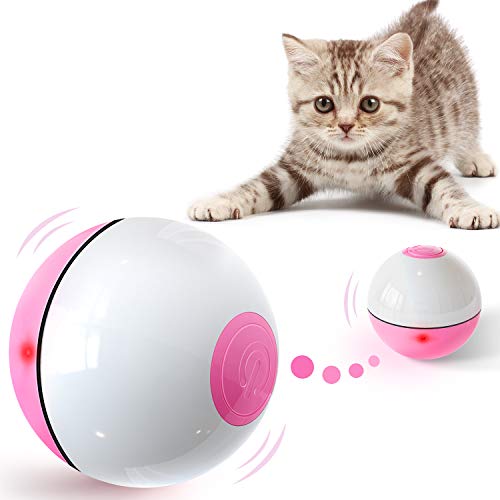 Iokheira Interactive Cat Toys Ball (4th Gen) Wicked Ball for Indoor Cats Adult, Auto 360° Self-Rotating & USB Rechargeable with LED Red Light Toy for Cat Kitten