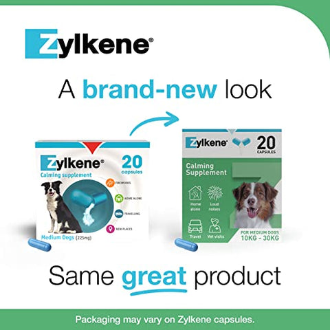 Zylkene Calming Supplements for Cats & Dogs up to 10kg 75mg | Promotes Relaxation | Helps Pets cope with Short-Term challenging situations: Loud Noises | Easily Administered | Capsules