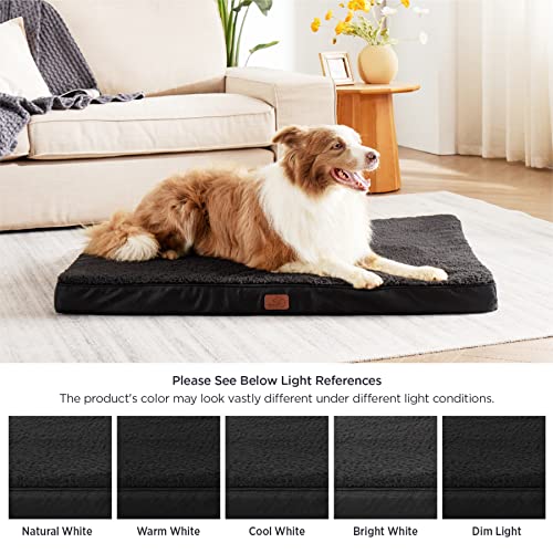 Bedsure Large Dog Bed Washable - Orthopedic Dog Bed and Mattress Mat for Dog Crate with Removable Plush Sherpa Cover, Gifts for Dog